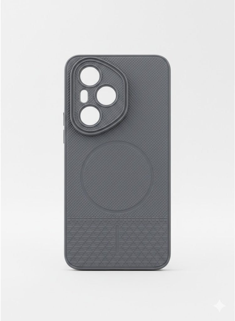 جراب حماية مقاوم للصدمات لهاتف Honor 400 Pro 5G، غطاء خلفي رفيع غير لامع بنسيج ألياف الكربون مع حماية للكاميرا وتصميم مضاد لبصمات الأصابع - رمادي (تصميم غير مغناطيسي)